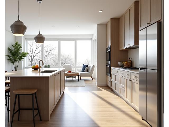 Modern kitchen renovation with new cabinets and island